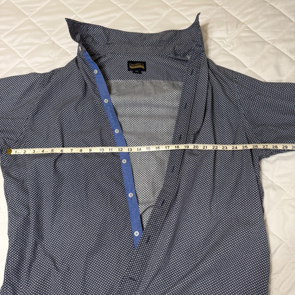 Cremieux Premium Denim Button-Up Shirt 2XB Blue Pattern Cotton